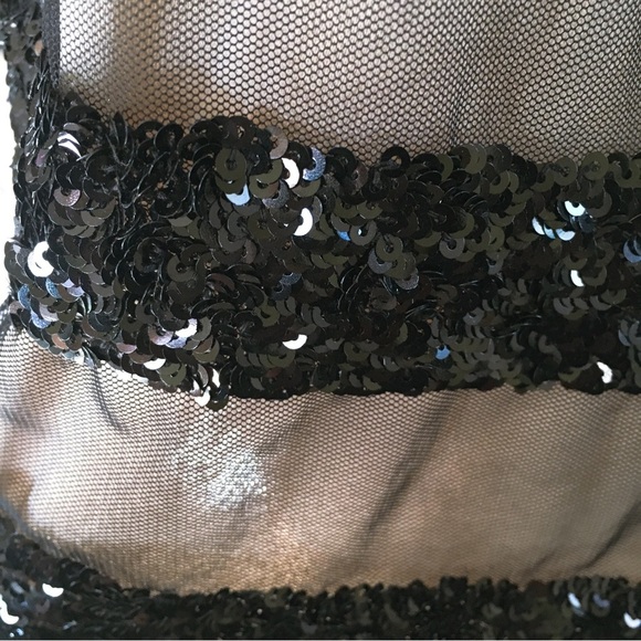 INC International Concepts Sequin Striped Sheer Halter Blouse Nylon Black XS - Picture 7 of 16